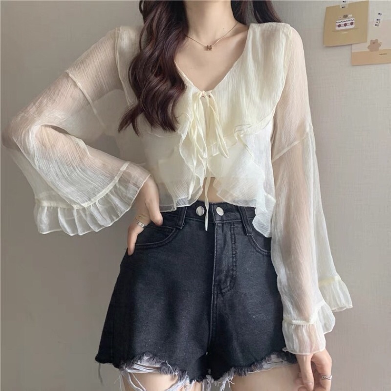 ✨ ÁO KHOÁC VOAN 🎀🎀 ĐI BIỂN BÁNH BÈO CỘT DÂY CỰC XINH PHONG CÁCH VINTAGE DỄ THƯƠNG