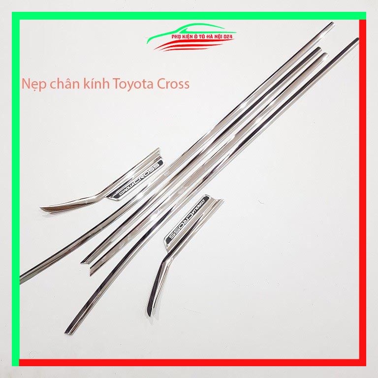 Bộ nẹp viền chân kính cong kính Corolla Cross 2020-2023 Inox sáng bóng chuẩn form xe