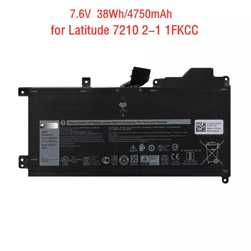 pin laptop 1FKCC Battery For Dell Latitude 7200 7210 2-IN-1 KWWW4 D9J00 9NTKM Series 38Wh