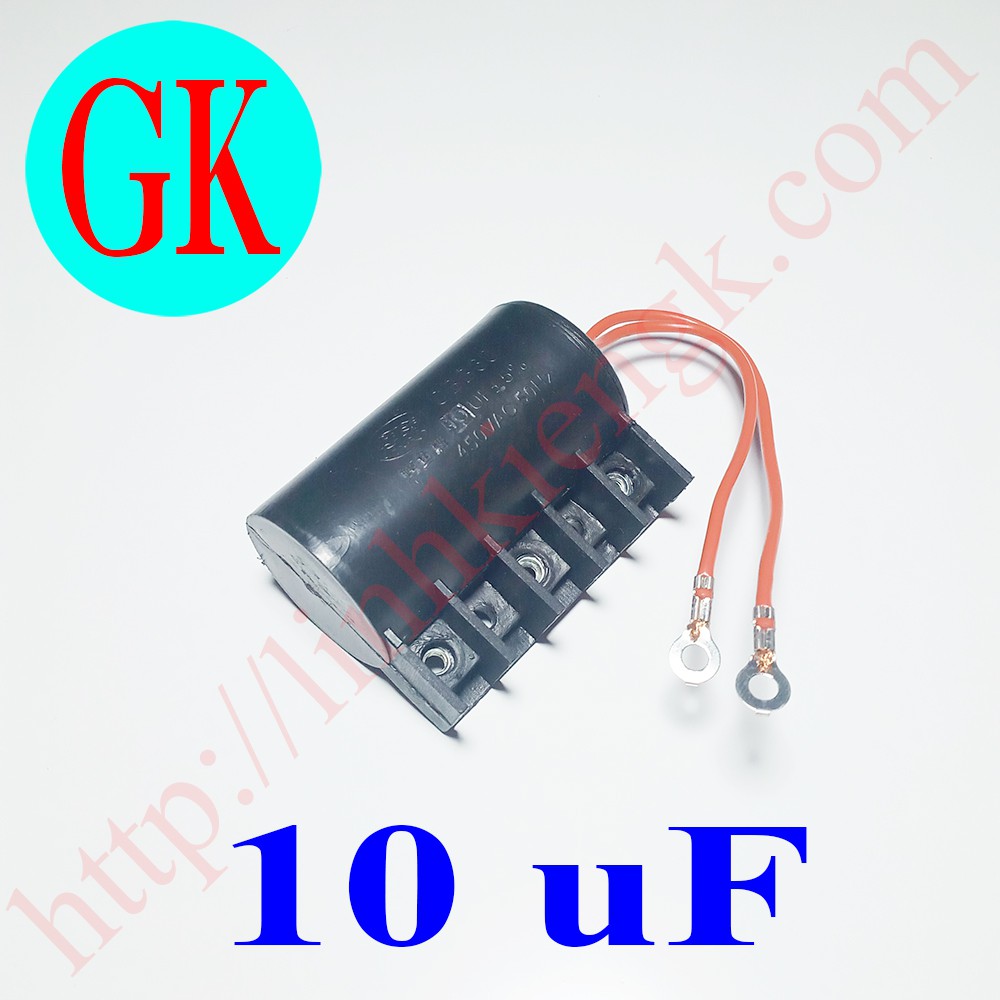 Tụ 10uF xoáy ốc dùng cho máy bơm, mô tơ