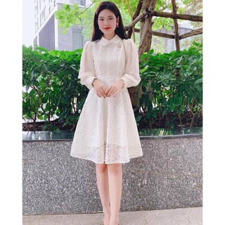 [CÓ ẢNH THẬT] ĐẦM REN TAY DÀI CỔ SEN