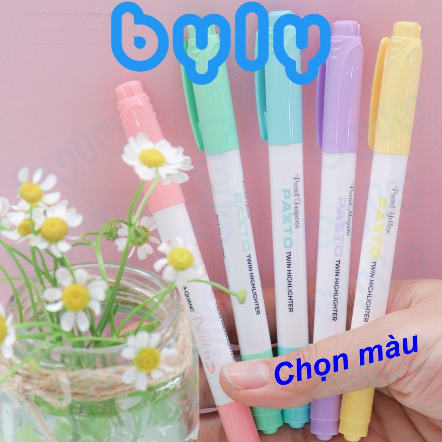 Bút dạ quang tông màu pastel nhẹ nhàng 2 đầu HL-016 𝑻𝒉𝒊𝒆̂𝒏 𝑳𝒐𝒏𝒈 - ByLy Store
