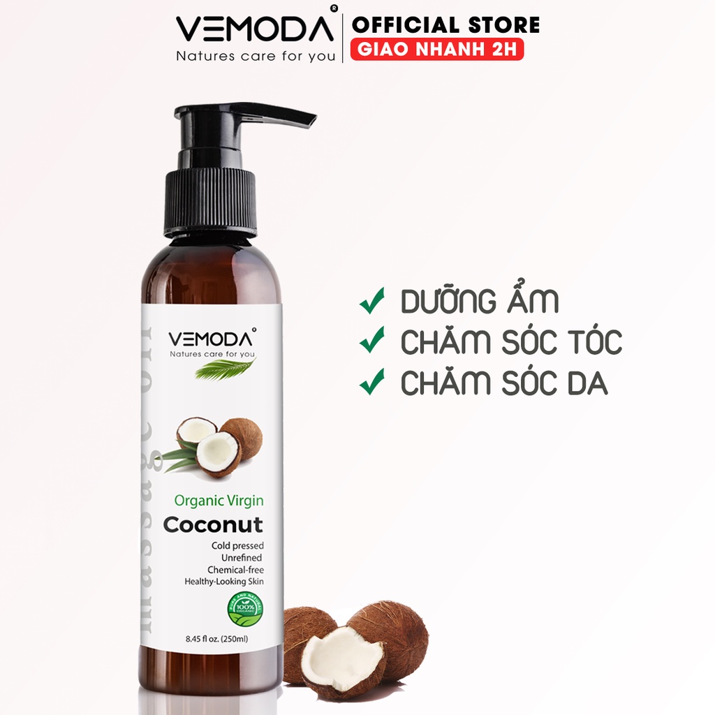 Dầu dừa ép lạnh massage body Vemoda - Spa 250ml Mát-xa thư giãn cơ thể