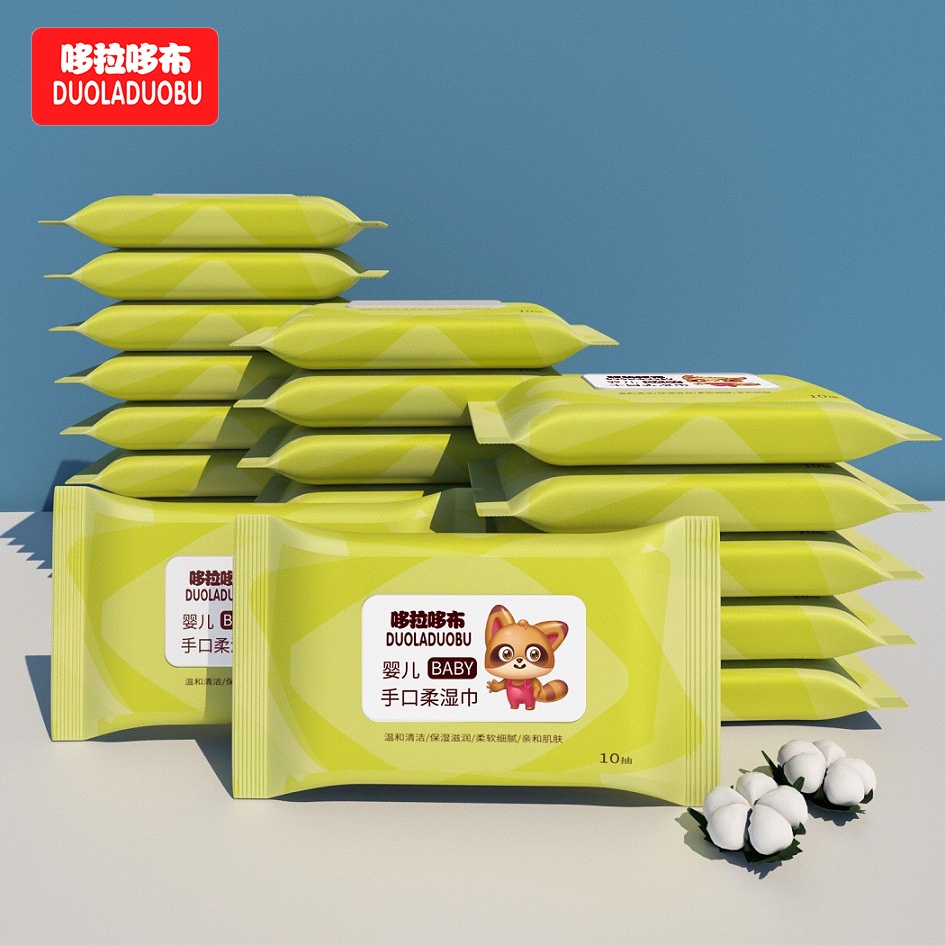 Bộ 10 Khăn Ướt Lau Tay / Miệng Bằng Vải Không Dệt Có Thể Tháo Rời Phong Cách Dora Mới Cho Trẻ Sơ Sinh
