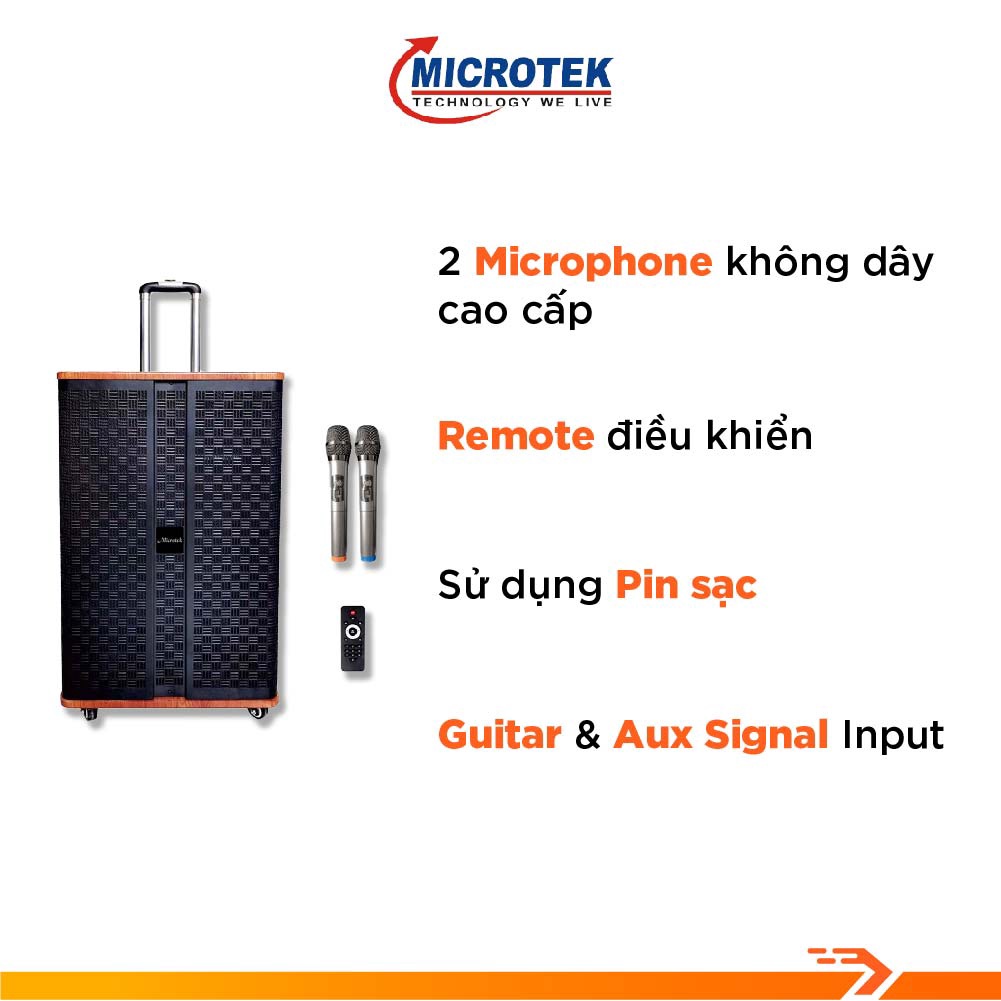 Loa Kéo Bluetooth Karaoke Microtek MTK 15-02 Đen