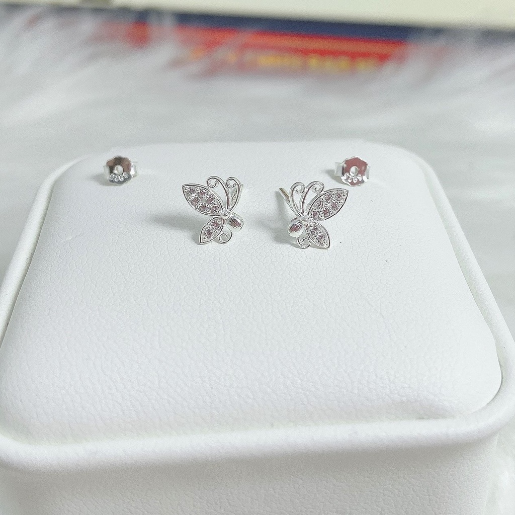 Bông tai bạc Evasilver hình cánh bướm,Khuyên tai chất liệu bạc ta cao cấp, sang trọng và nữ tính
