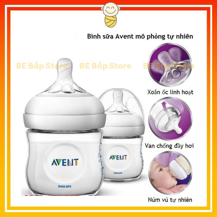 Bình Sữa AVENT Natural ⚡𝟭𝟬𝟬% CHÍNH HÃNG⚡ Bình Sữa Avent Chống Đầy Hơi 125ml/260ml [Được chọn núm]