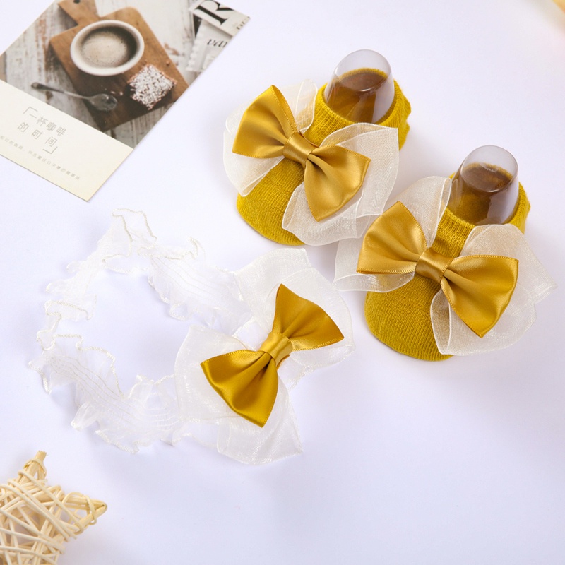 Set Vớ Nơ Và Băng Đô Co Giãn Dễ Thương Dành Cho Bé Gái