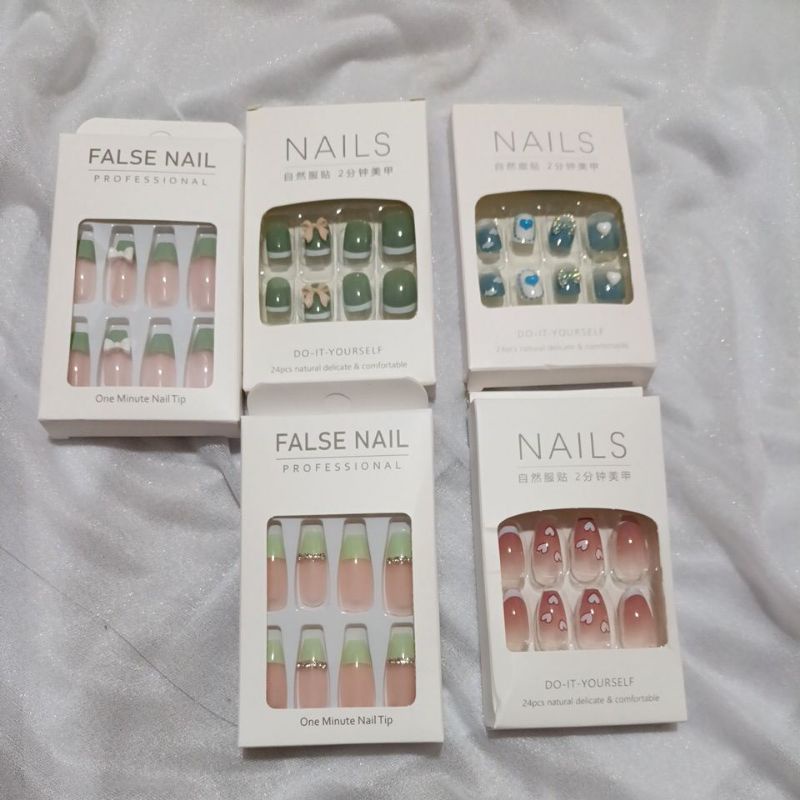 Combo bộ 24 Móng đính charm nơ,đá kèm keo.