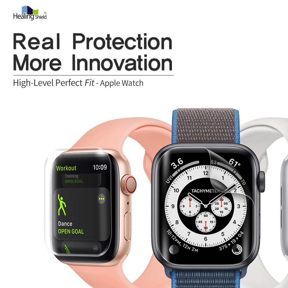 Set 2 miếng dán toàn màn hình đồng hồ Healing Shield thích hợp cho Apple Watch 7/ 4/ 5/ 6/ SE