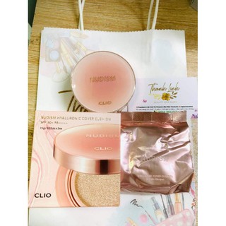 Phấn nước Clio Nudism Hyaluronic cover cushion che phủ siêu tốt,  cân bằng độ ẩm,  giữ ẩm giữ nước cực tốt