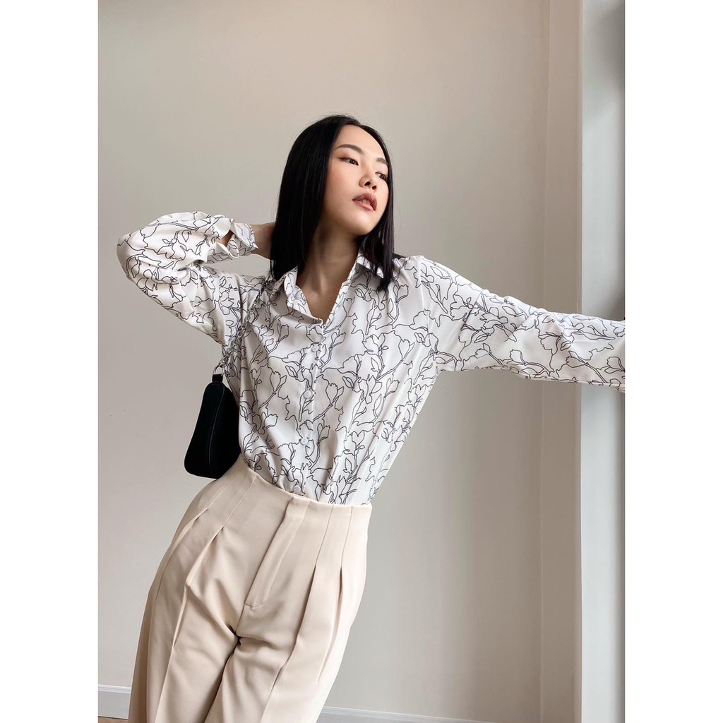 Quần Ống Rộng Dáng Suông Màu Kem EDINI - Q168 | BigBuy360 - bigbuy360.vn