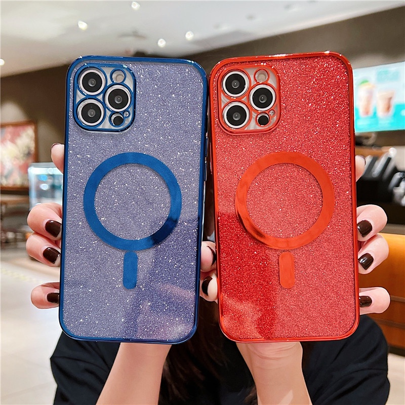 Ốp Điện Thoại TPU Mềm Trong Suốt Mạ Điện Từ Tính Cho IPhone 13 12 11 X Xr Xs Max 7 8 Plus