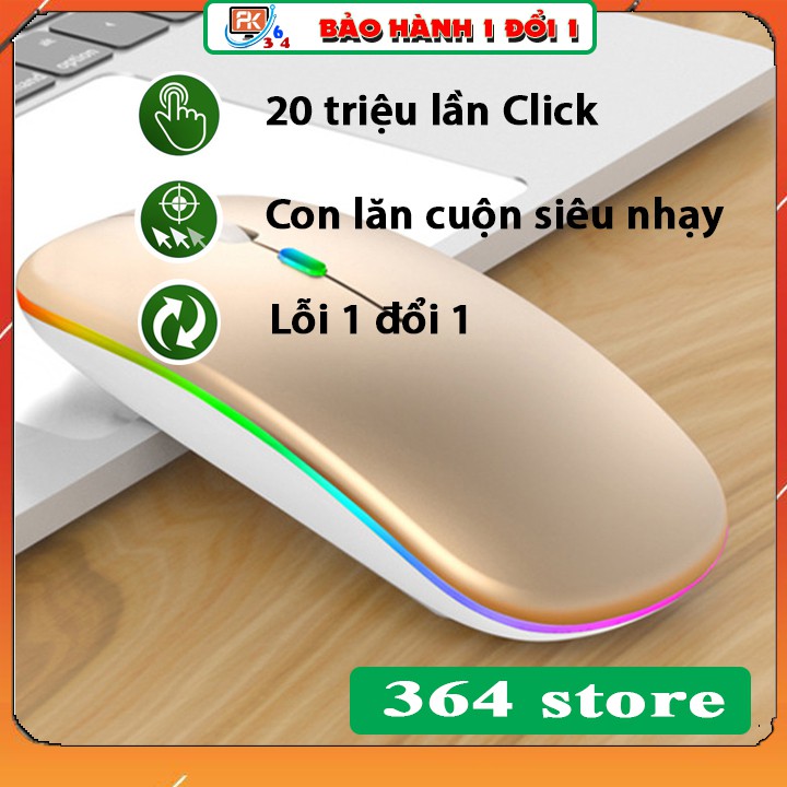 Chuột không dây A2 đèn led 7 màu pin sạc  ✅FREESHIP✅ dành cho Macbook/Tivi/Laptop