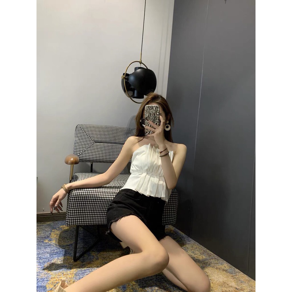 Áo croptop quây ngực ulzzang xếp ly sang chảnh | BigBuy360 - bigbuy360.vn