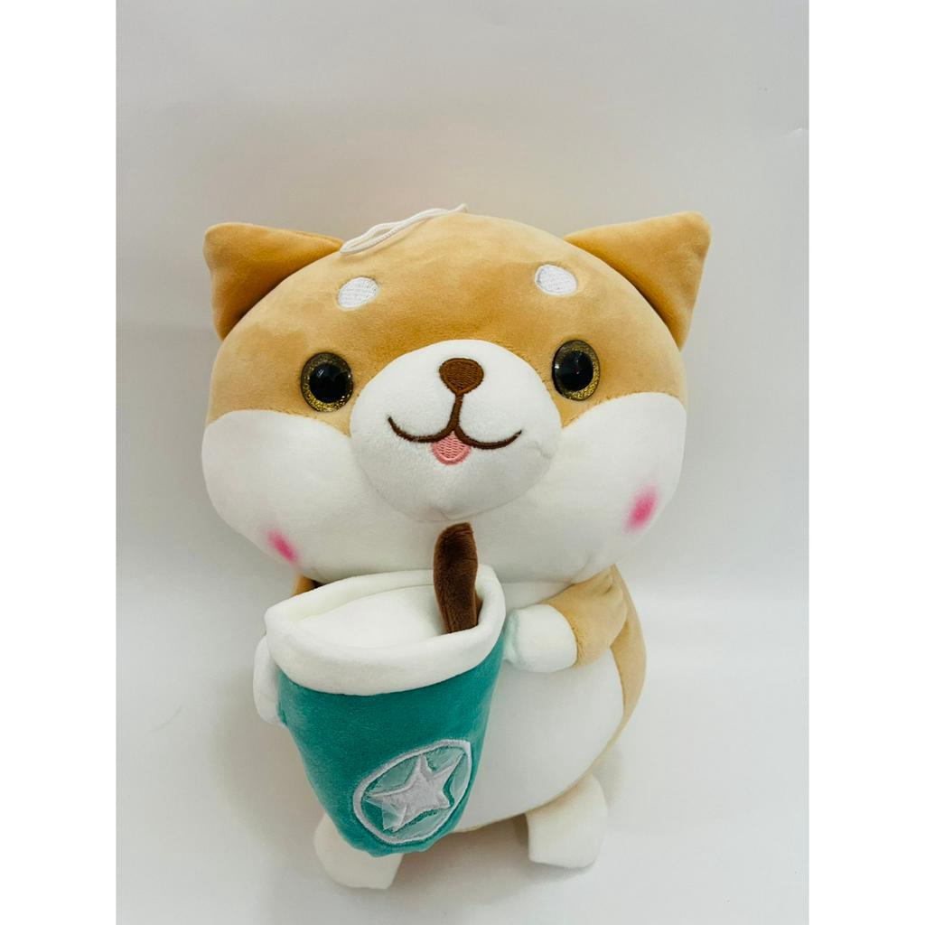 Gấu má hồng ôm trà sữa,mềm mại cute,kích thước 30cm...