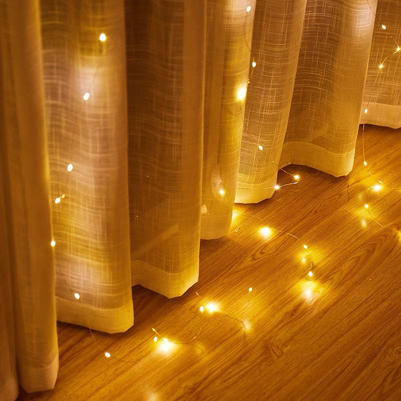 Đèn thả mành đom đóm Đèn thác nước dây đồng trang trí rèm cửa decor nhà cửa sự kiện Đèn thả mành decor rạp cưới siêu đẹp