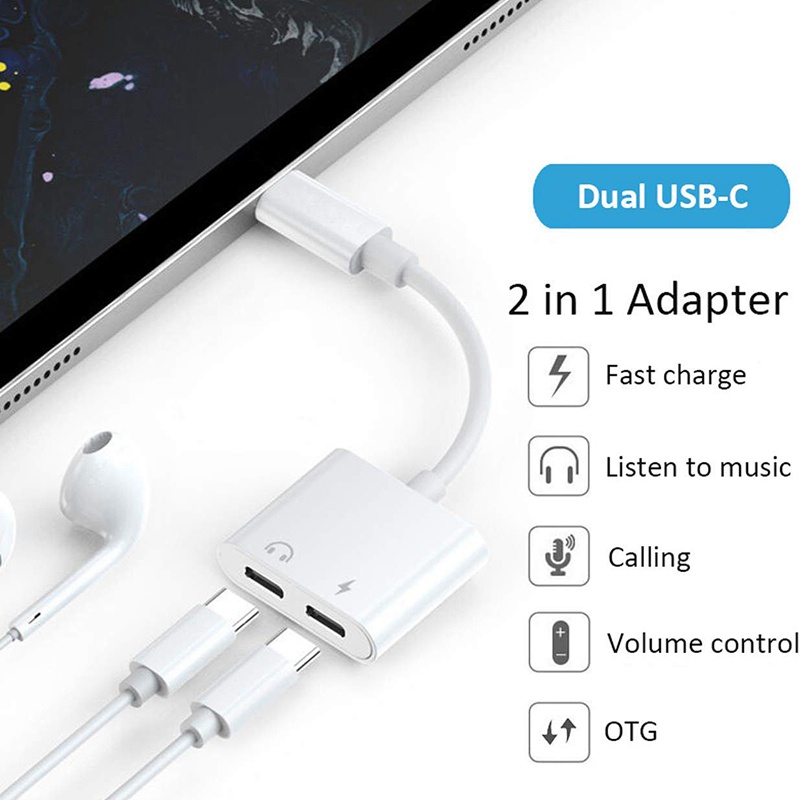 Đầu Chia Cổng Sạc Usb Type C 2 Trong 1 Cho Huawei Samsung Xiaomi