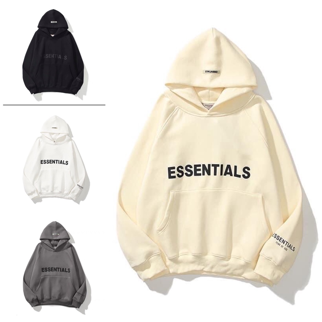 Áo Khoác Hoodie Nỉ Có Mũ Form Rộng chất nỉ cotton  ESSENTIALS Nhiều Màu Unisex Nam Nữ Ulzzang