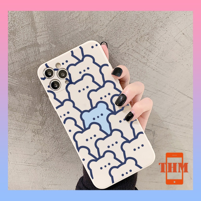 Ốp Điện Thoại In Hình Gấu Trắng Xanh Cho Iphone 6/6S/6splus/se/7/7plus/8/8plus/X/xs/xsmax/11/12/13/Pro/Pro Max-935