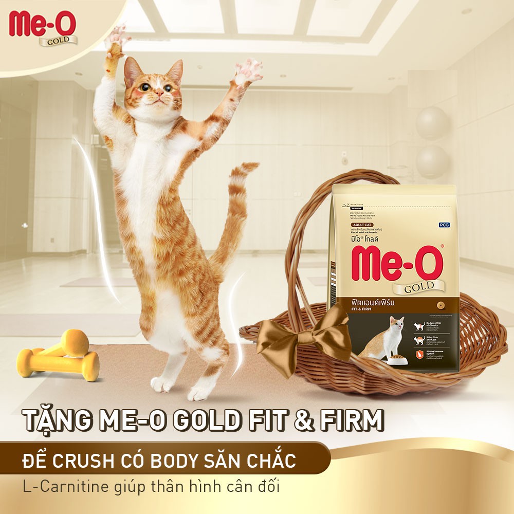 THỨC ĂN CHO MÈO Dạng hạt Me-o Gold Adult Cat FIT and FIRM Gói 400g Giúp giảm béo phì Da lông óng mượt Xuất xứ Thái lan