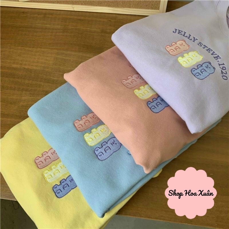 Áo sweater nữ cổ tròn hình 3 chú gấu áo nỉ form rộng phong cách ulzzang Hàn Quốc siêu hot, siêu xinh.