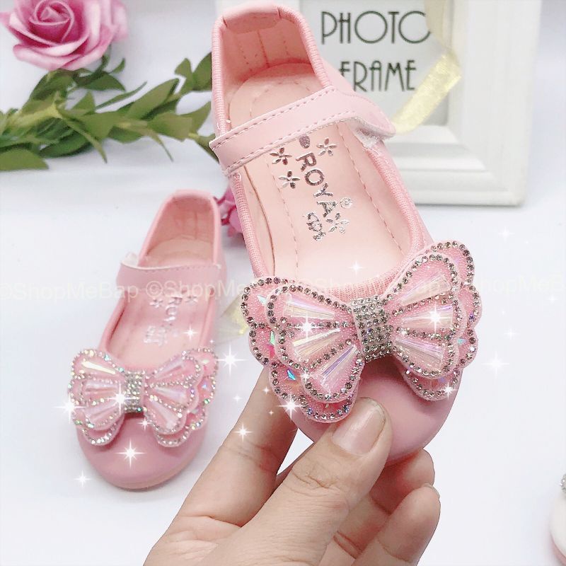 Giày búp bê da mềm nơ đá óng ánh đẹp suất sắc cho bé gái