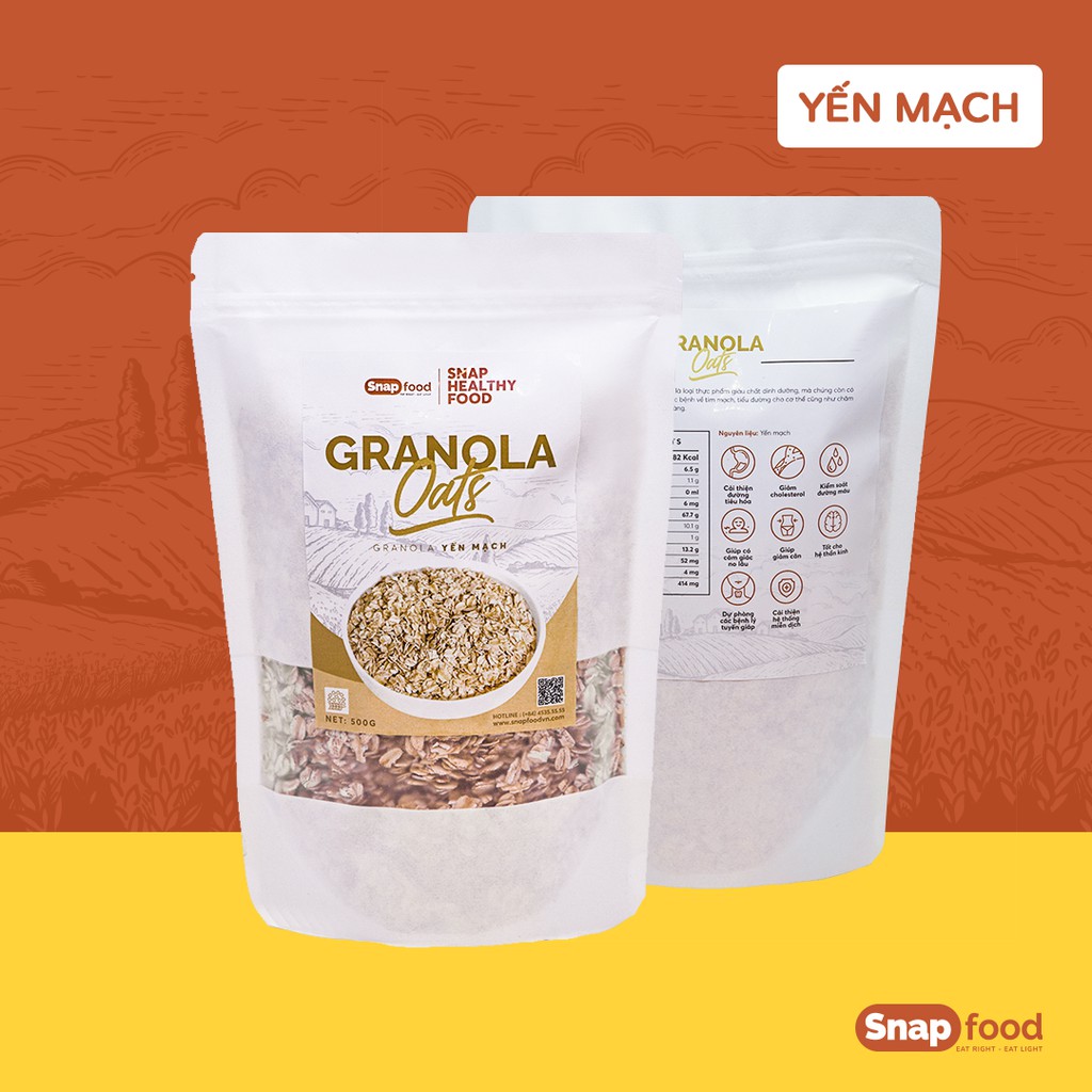 Ngũ cốc ăn liền ĂN KIÊNG/GIẢM CÂN - Granola Yến mạch 250gram - Snap Food