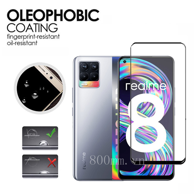 Realme 8 Tempered Glass Full Coverage Glass Film For Realme 8 7 6 Pro C21 C25 X7 X50 Pro 5G 7i 6i C15 Qualcomm Screen Protector and Camera Lens Glass Protector