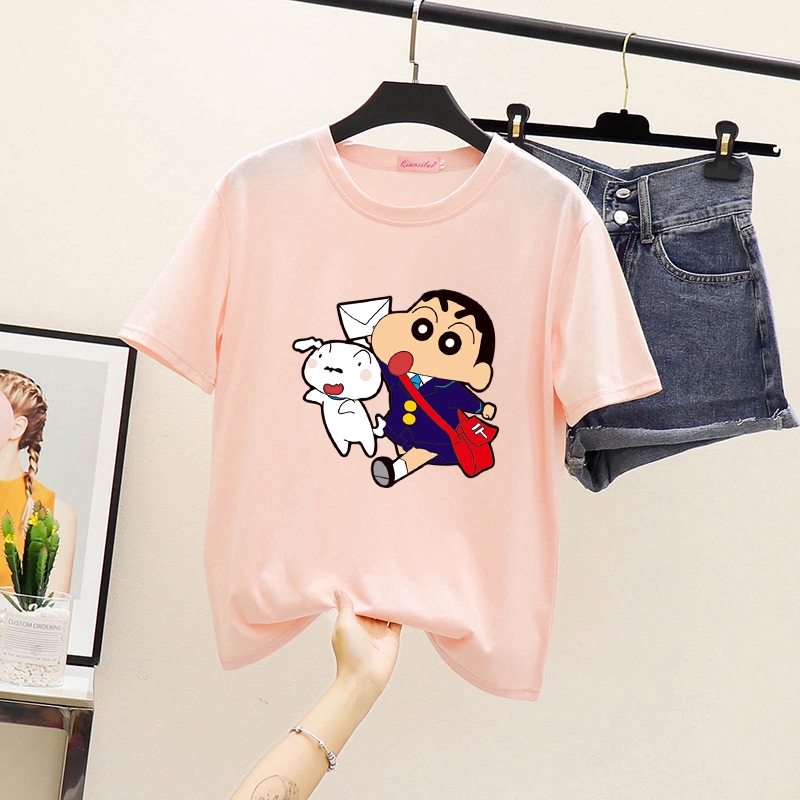 Áo Thun Tay Ngắn In Hình Shin Cậu Bé Bút Chì Thời Trang Dễ Thương