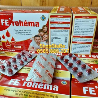 Fe' Rohéma bổ sung sắt và acid folic, giảm thiếu máu do thiếu sắt, hỗ trợ quá trình tạo máu