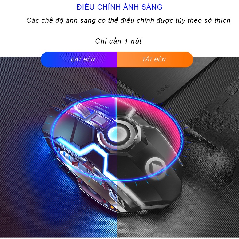 Chuột không dây gaming YINDIAO A5 có 3 chế độ DPI và hiệu ứng LED RGB chuyên chơi game Moba FPS  - Hàng chính hãng