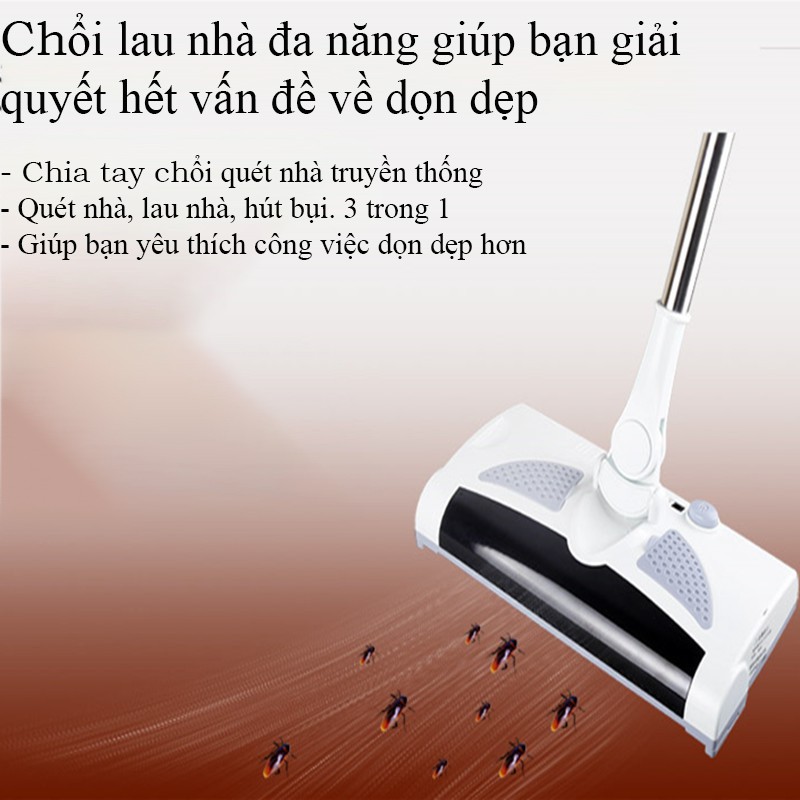 Chổi lau nhà, hút bụi sạc điện không dây giúp dọn dẹp nhà cửa nhanh chóng, hiệu quả, tiết kiệm