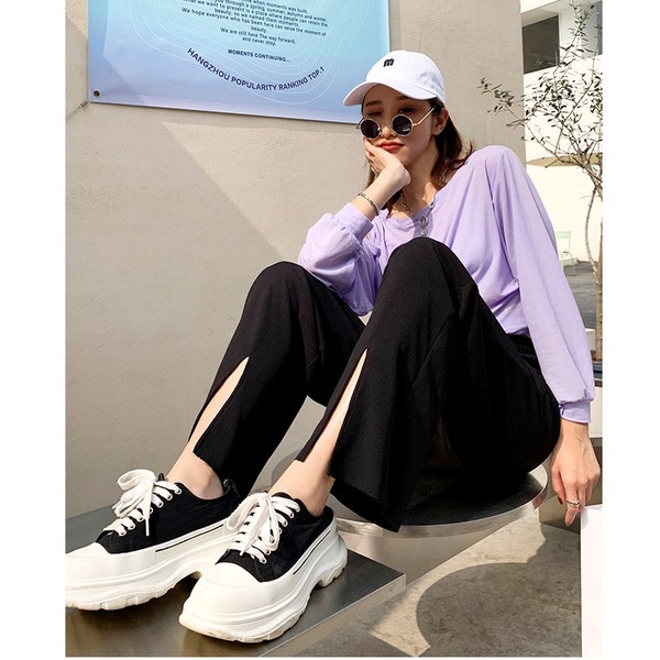 Quần dài ZHELIHANGFEI xẻ tà thời trang mùa hè cho nữ