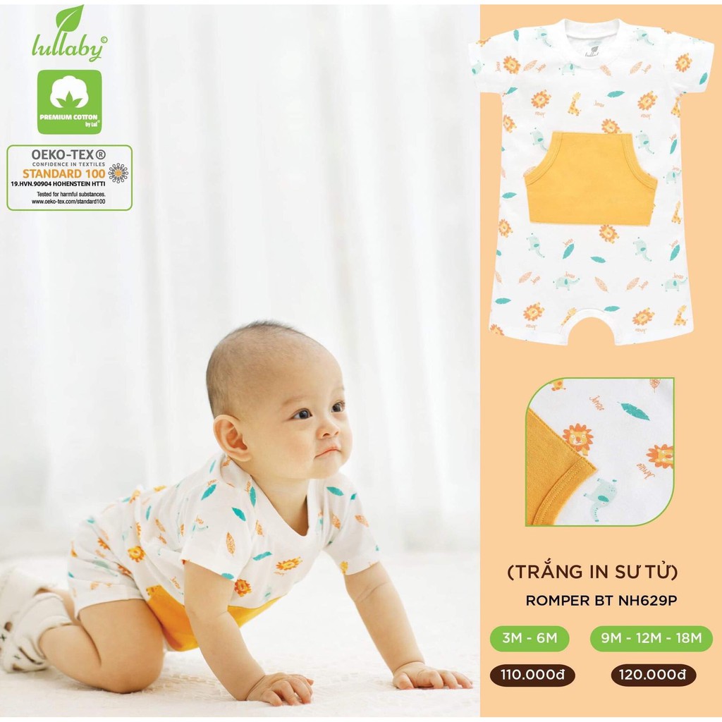 [CHÍNH HÃNG]Body đùi cotton cao cấp bé trai họa tiết động vật Lullaby