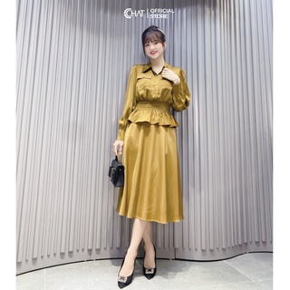Áo Sơ Mi Nữ 𝐂𝐂𝐇𝐀𝐓 2 Túi Trước Bo Chun Gấu Chất Lụa Cao Cấp Dáng Suông Phong Cách Trẻ Trung 12FDL2018GT