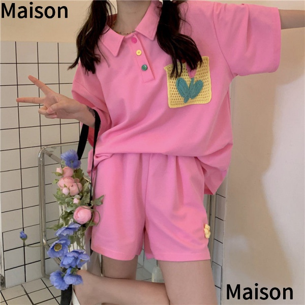 Set Áo Thun Polo + Đầm Yếm Dáng Rộng Phong Cách Hàn Quốc Thời Trang Mùa Hè Xinh Xắn Cho Nữ