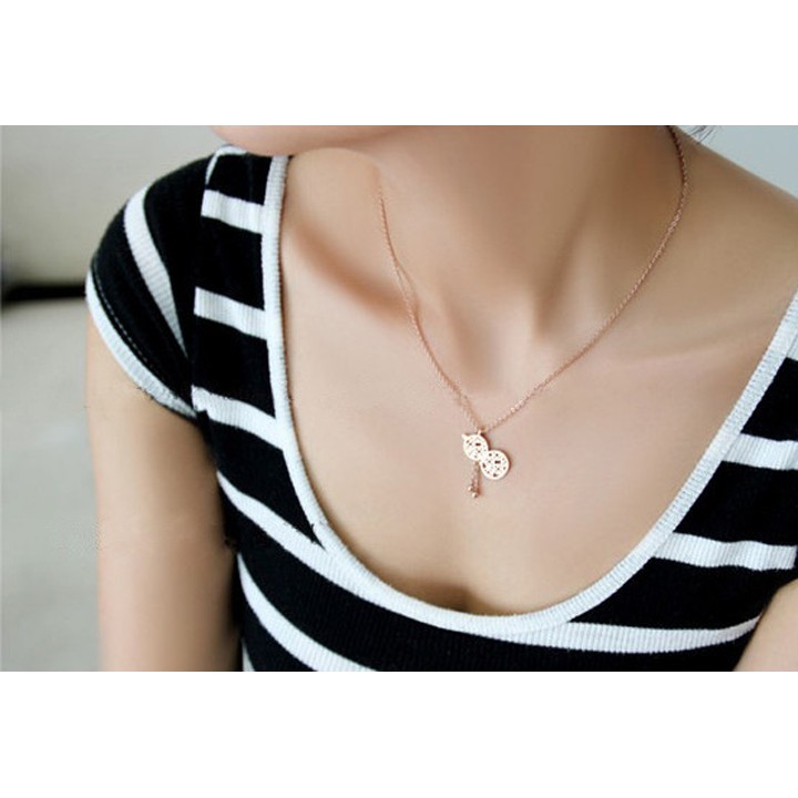 DÂY CHUYỀN TITAN CAO CẤP HỒ LÔ MÀU HỒNG TN022 siêu đẹp, bền màu, chuẩn thời trang