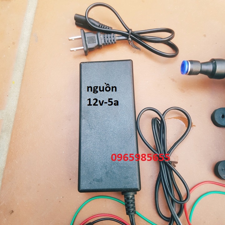 máy bơm phun sương 12v nguồn 12v5a Phun Sương, Rửa Xe, Hút Nước Bể Cá