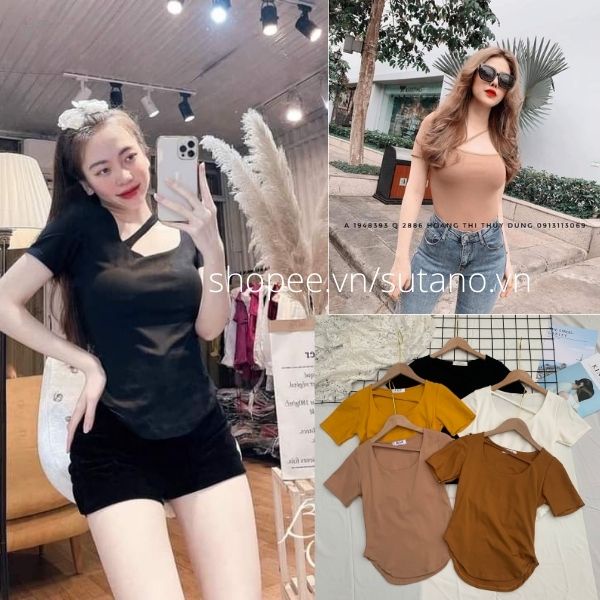 Áo kiểu nữ chất zip cao cấp co giãn tốt trơn phối dây đơn giản trẻ trung A608 SỦTANO