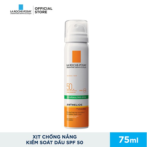 Xịt Chống Nắng Kiểm Soát Bóng Nhờn &amp; Bảo Vệ Da Trước Tác Hại Của UVA &amp; UVB SPF50 La Roche-Posay Anthelios 75ml