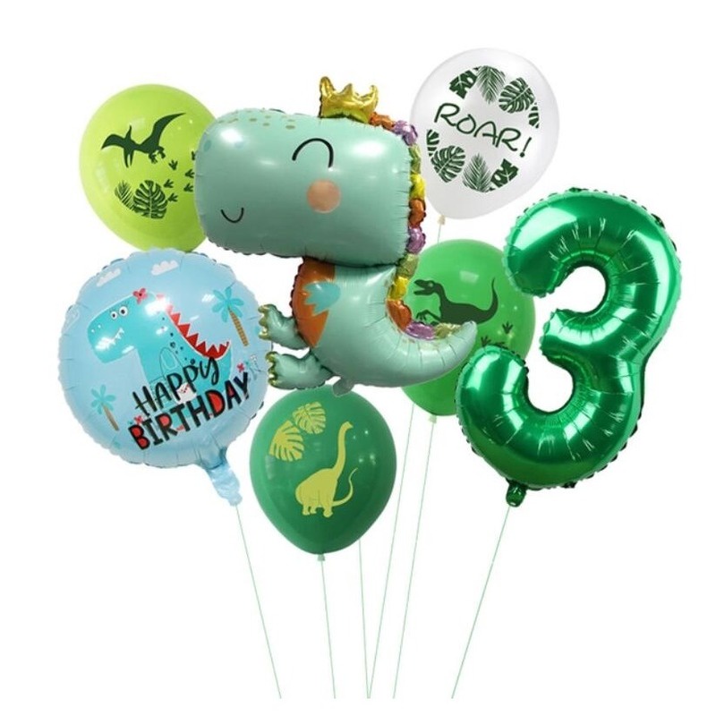 Set 7 Bong Bóng Hình Khủng Long Trang Trí Tiệc Sinh Nhật Cho Bé