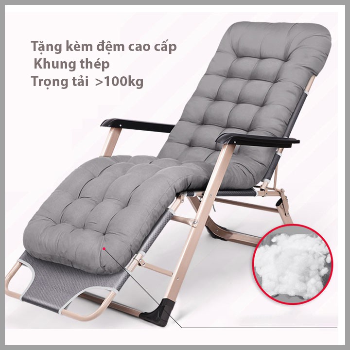 Ghế gấp Tặng kèm đệm  Ghế bố, Ghế xếp, Ghế Ngủ Trưa Văn Phòng Gấp Gọn Đa Năng chất liệu vải lưới an toàn, thoáng mát