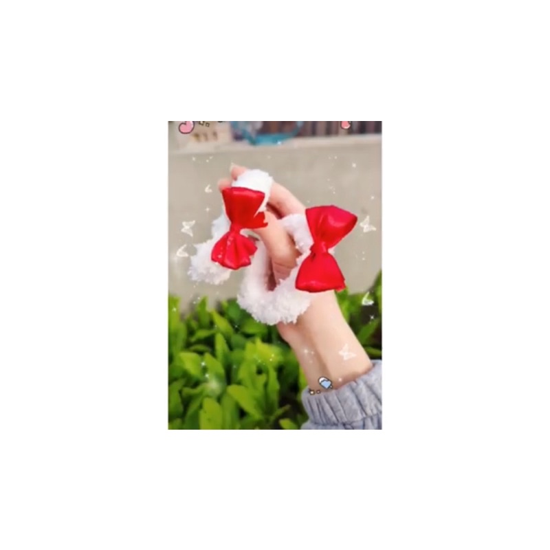 vòng tay len vòng tay handmade hình tai gấu và nơ có thể dùng làm dây cột tóc siêu xinh dành cho cặp đôi hoặc bạn thân