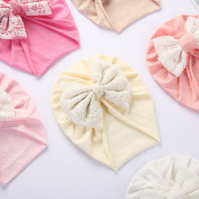 Mũ Turban Thắt Nơ Ren Thoáng Khí Thông Dụng Độ Co Giãn Cao Cho Bé Trai Bé Gái 0-24 Tháng Tuổi