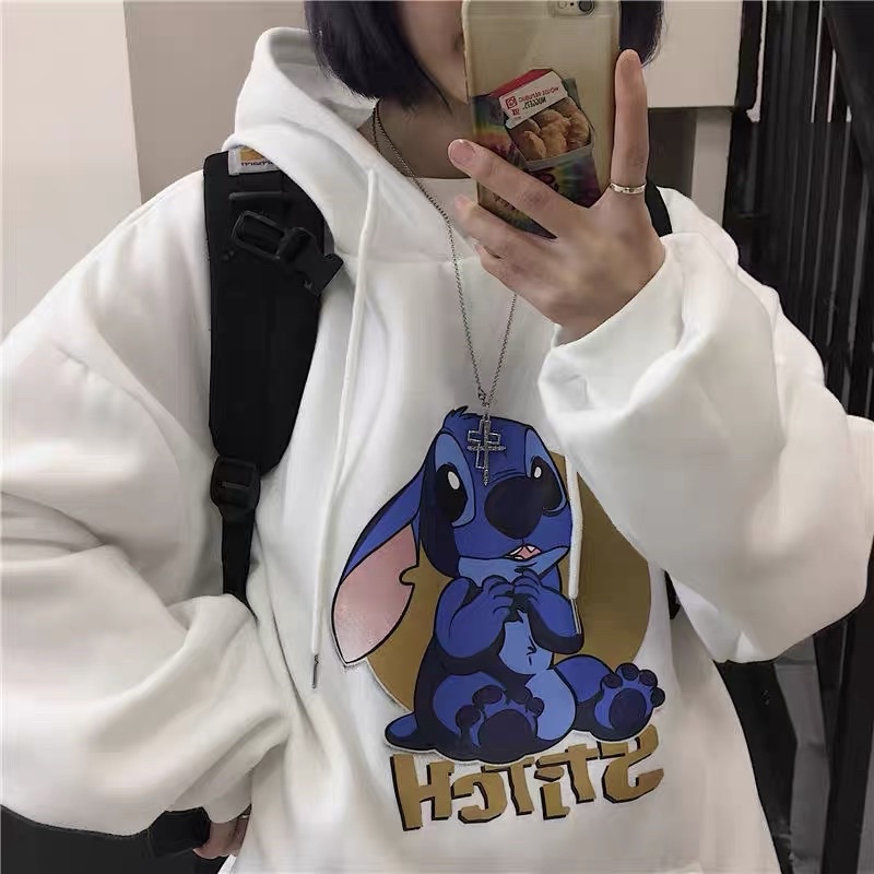 Áo Hoodie Nỉ Bông Tay Dài Túi Bụng STICH