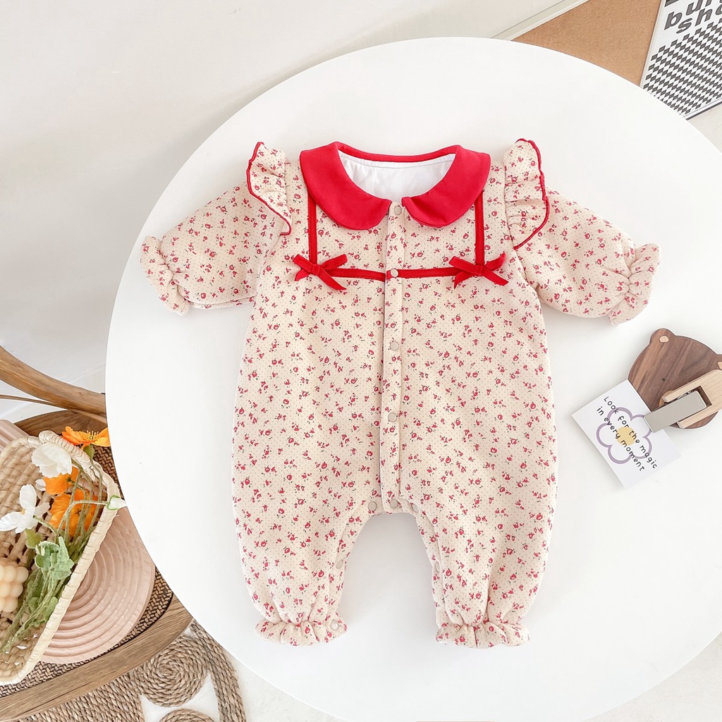 Sanlutoz Tay Dài In Hoa Dễ Thương Cho Trẻ Sơ Sinh Tết Bộ đồ liền thân