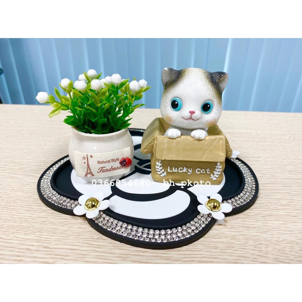 Chú mèo lucky trang trí taplo oto mix được nhiều kiểu siêu xinh- phụ kiện trang trí ô tô