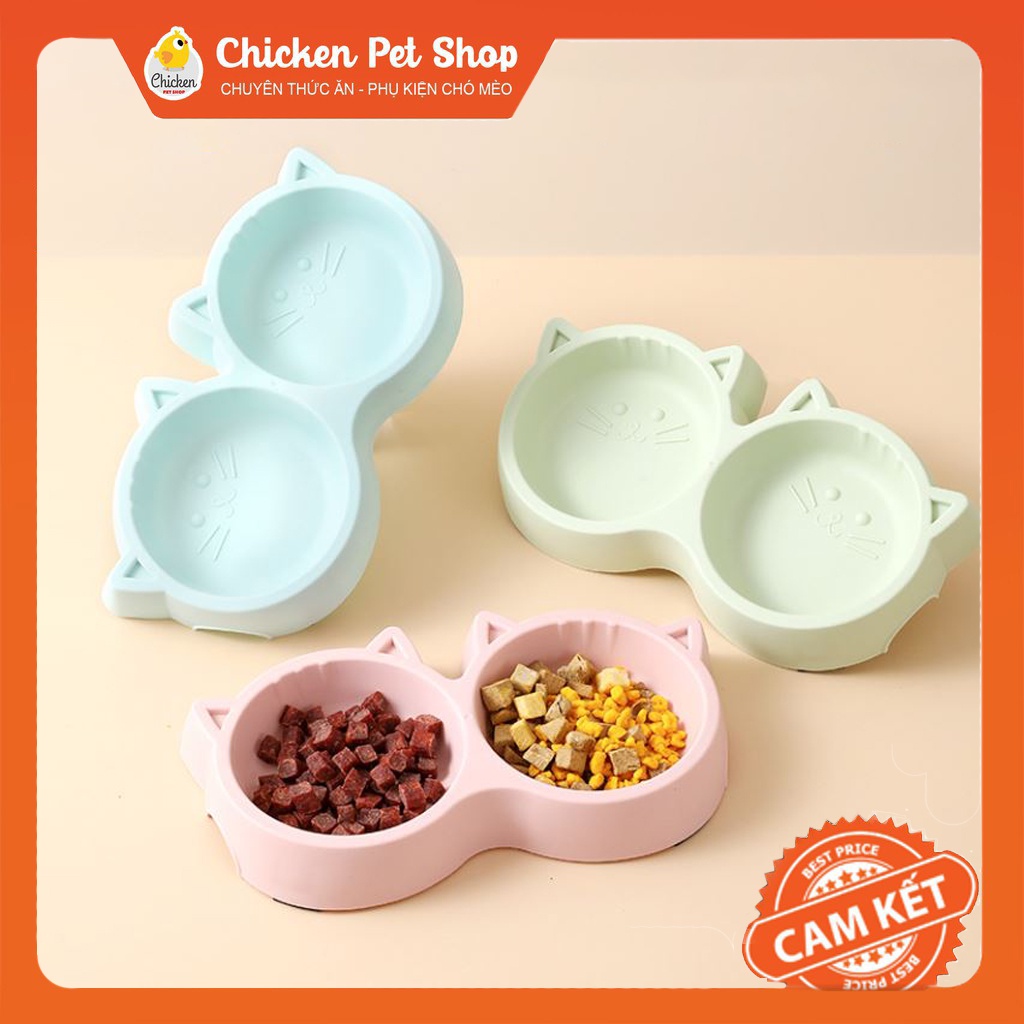 Bát Đôi Hình Mặt Mèo Cho Chó Mèo