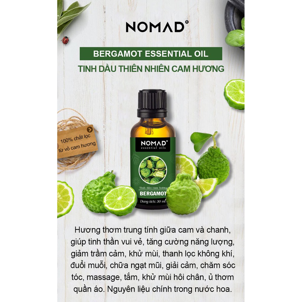 Tinh Dầu Thiên Nhiên Cam Hương Nomad Bergamot Essential Oil